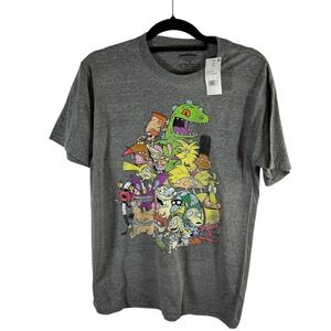 Nickelodeon 90s Nicktoons Characters Graphic T-Shirt Heather Gray Men Medium NEW